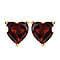 Heart African Ruby Stud Earrings in Gold Plated Sterling Silver 2.10 Ct.