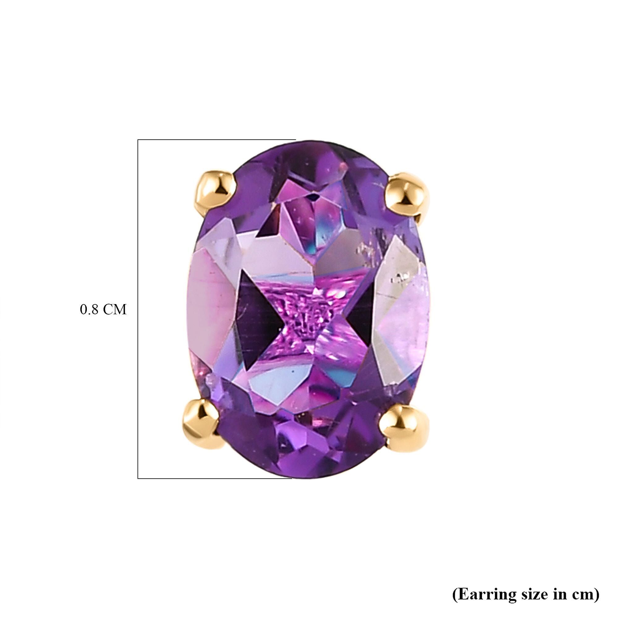 Amethyst Stud Earrings With Push Back in 18K Vermeil Yellow Gold Plated Sterling Silver 1.40 Ct. Amethyst Stud Earrings With Push Back in 18K Vermeil Yellow Gold Plated Sterling Silver 1.40 Ct.