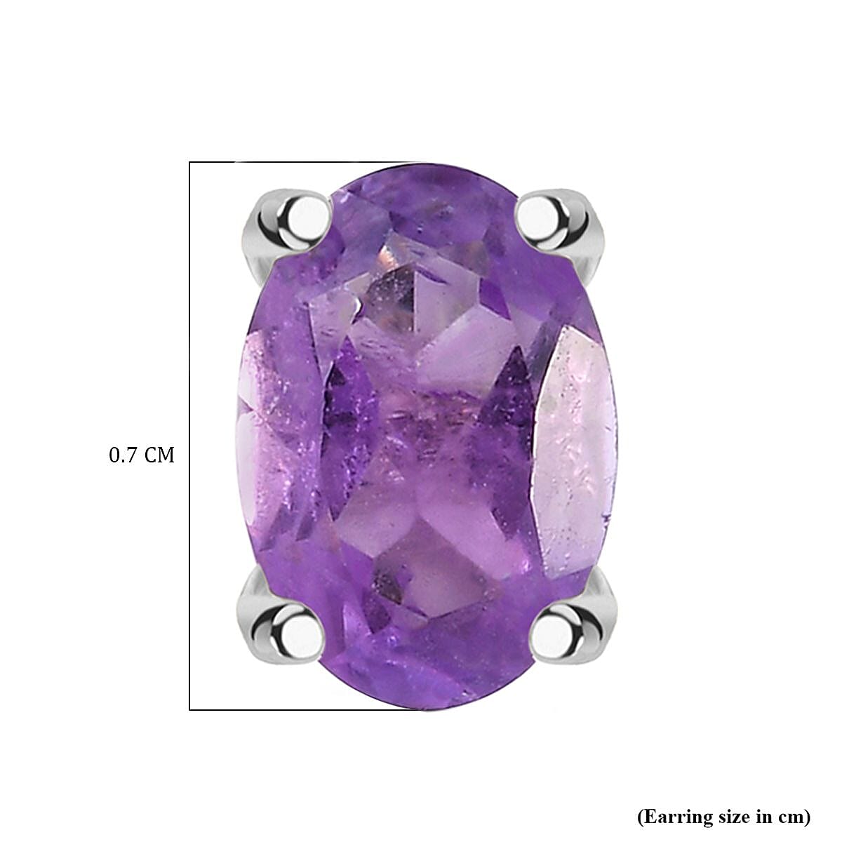 Amethyst Stud Earrings in Platinum Overlay Sterling Silver 1.49 Ct.