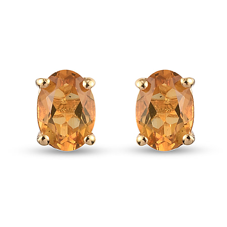 1.5 Ct. Citrine Solitaire Earrings in 14K Gold Plated Sterling Silver