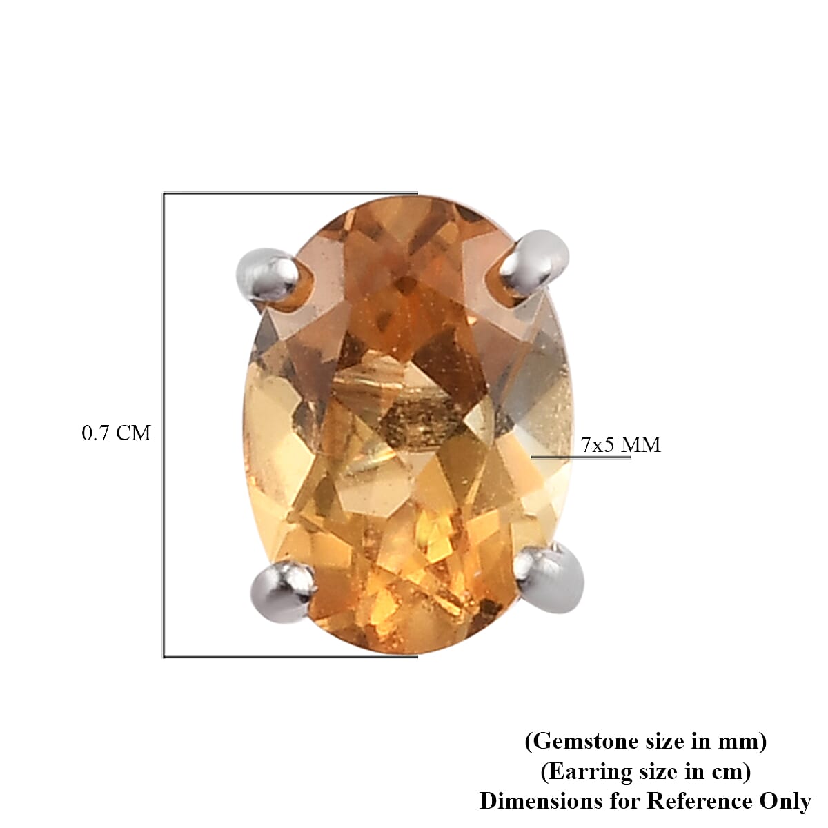 Citrine Stud Earrings in Platinum Overlay Sterling Silver 1.43 Ct.