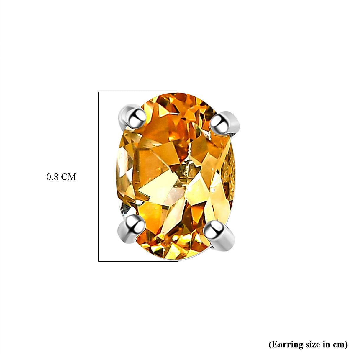 Citrine Stud Earrings in Platinum Overlay Sterling Silver 1.43 Ct.