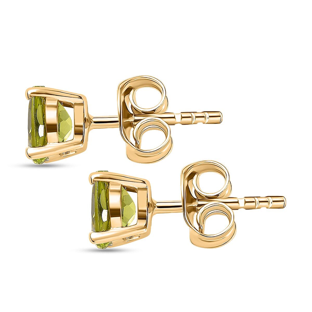 Hebei Peridot Stud Push Back Earrings in 18K Vermeil Yellow Gold Plated Sterling Silver 1.83 Ct.