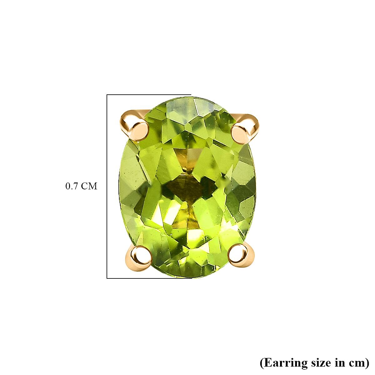 Hebei Peridot Stud Push Back Earrings in 18K Vermeil Yellow Gold Plated Sterling Silver 1.83 Ct.