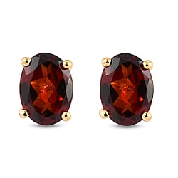 1.62 Ct. Red Garnet Solitaire Earrings in 14K Gold Plated Sterling Silver 1.62 Ct.
