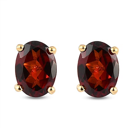 1.62 Ct. Red Garnet Solitaire Earrings in 14K Gold Plated Sterling Silver 1.62 Ct.