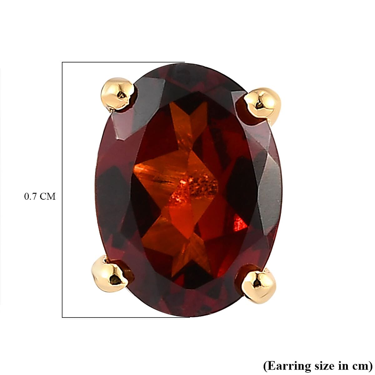 Mozambique Garnet Solitaire Stud Earrings with Push Back in 18K Vermeil Yellow Gold Plated Sterling Silver 1.88 Ct.