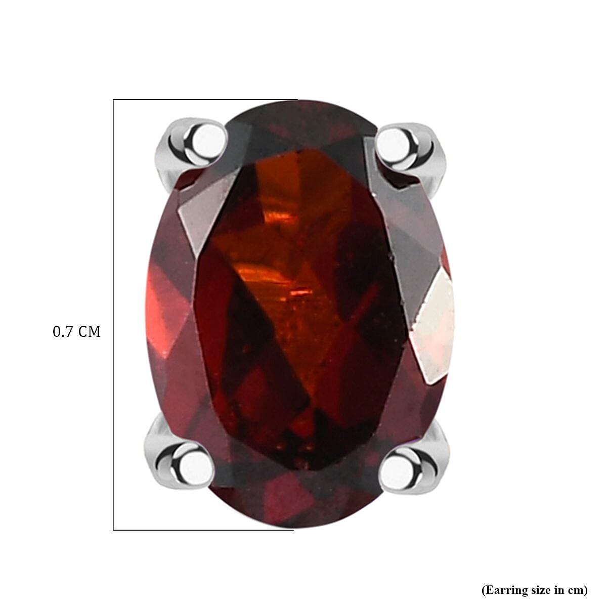 Red Garnet Solitaire Stud Earrings with Push Back in Platinum Overlay Sterling Silver 1.98 Ct.