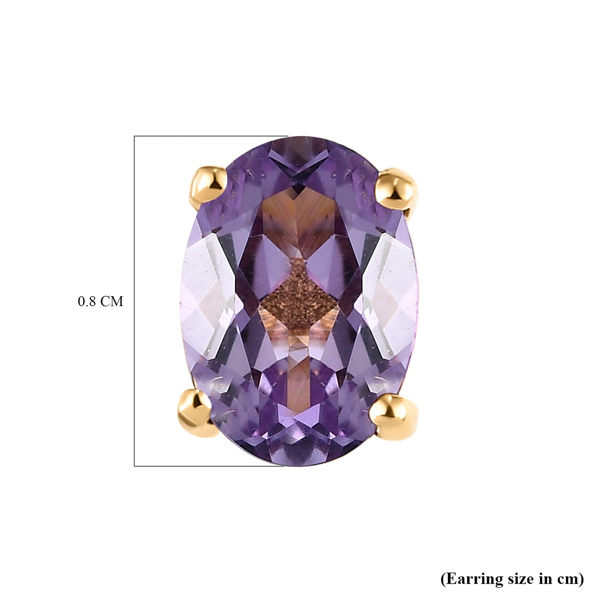Rose De France Amethyst Stud Earrings (with Push Back) in 18K Vermeil Gold Plated Sterling Silver 1.42 Ct.