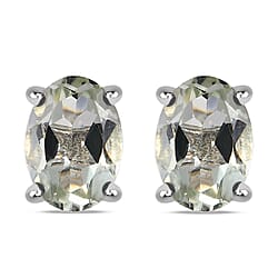 1.5 CT. African Amethyst Solitaire Earrings in Platinum Plated Sterling Silver