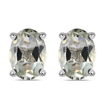 1.7 Ct. Prasiolite Earrings in Platinum Plated Sterling Silver
