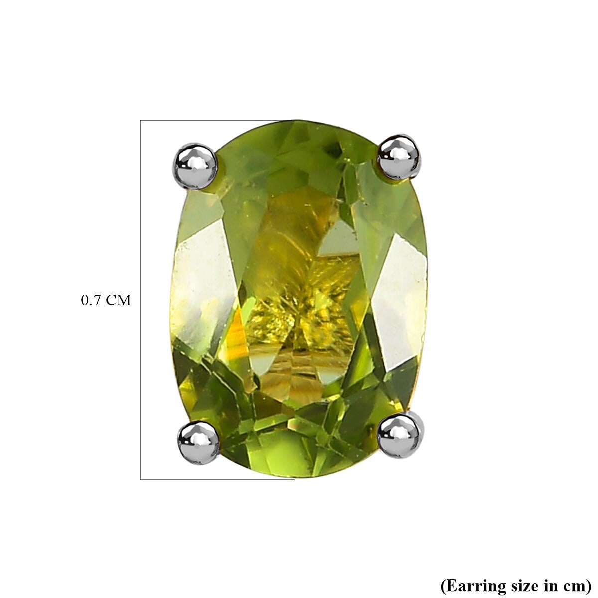 Hebei Peridot Stud Earrings (with Push Back) in Platinum Overlay Sterling Silver 1.83 Ct.