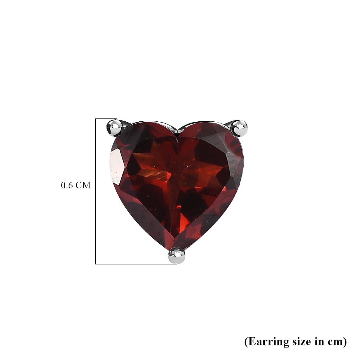 Red Garnet Stud Heart Earrings in Platinum Overlay Sterling Silver 2.06 Ct.