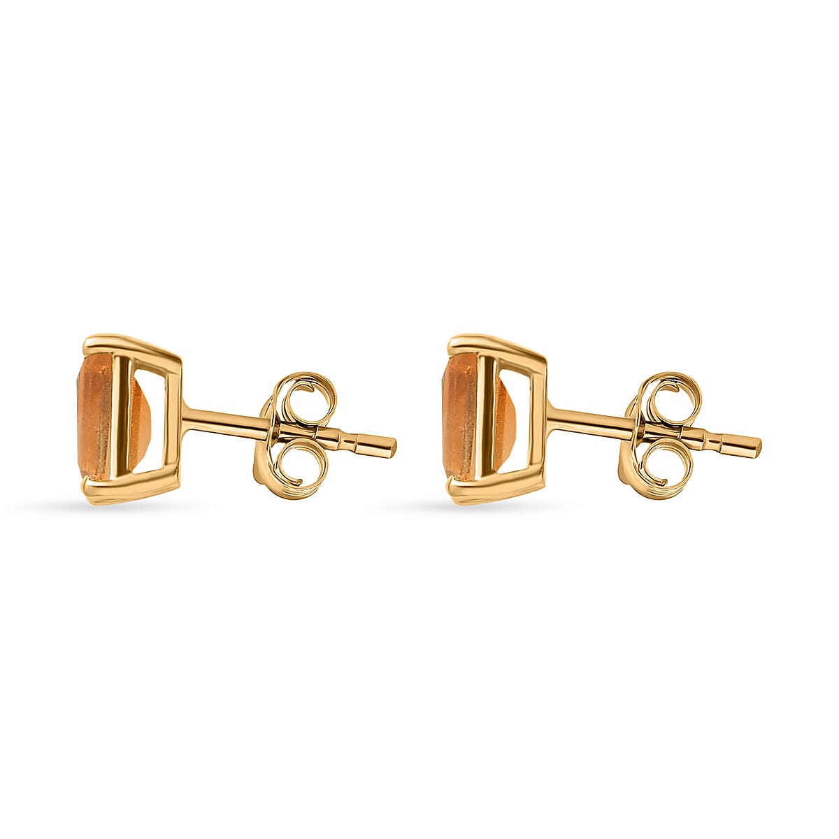 Citrine Stud Earrings in 18K Vermeil Yellow Gold Plated Sterling Silver 1.86 Ct.