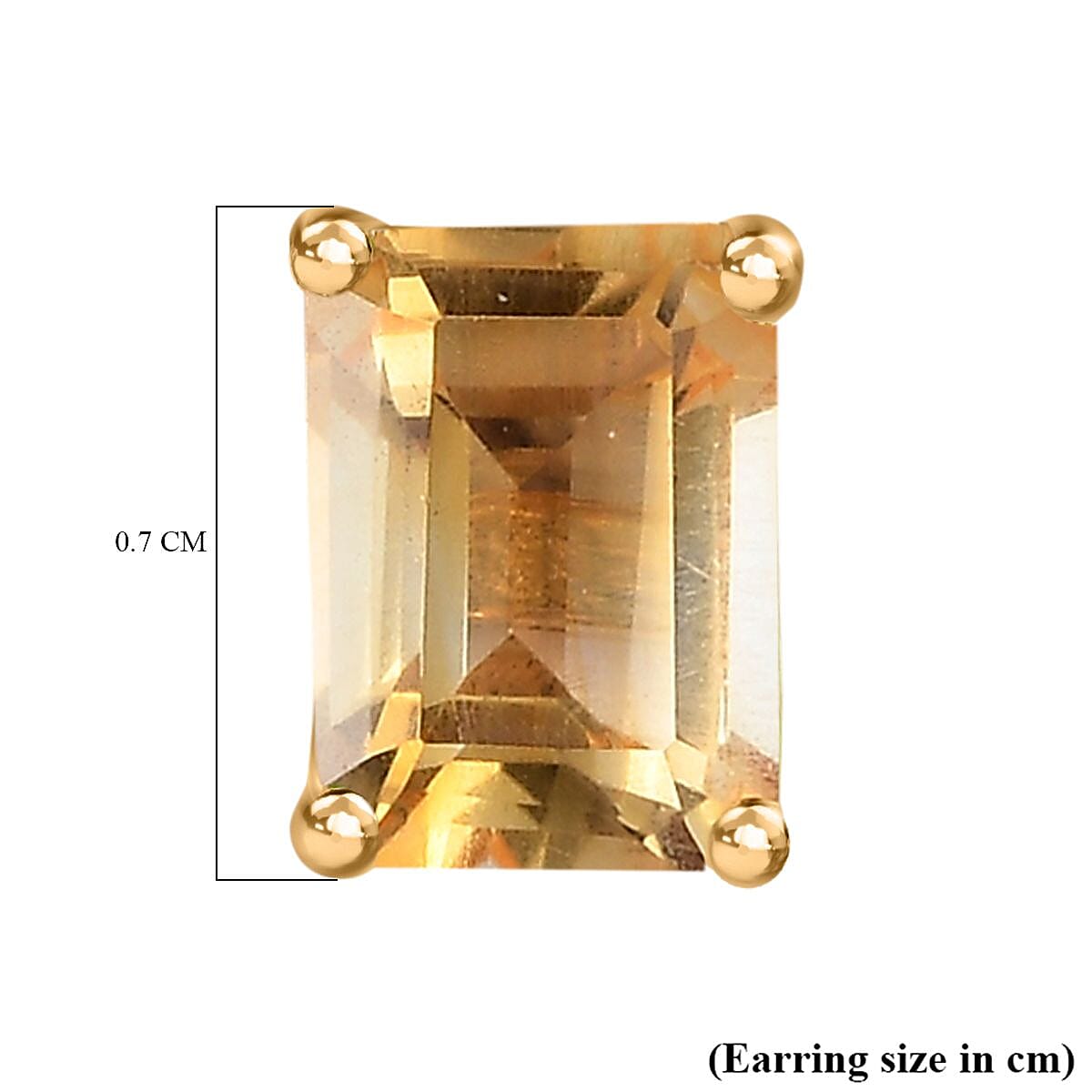 Citrine Stud Earrings in 18K Vermeil Yellow Gold Plated Sterling Silver 1.86 Ct.
