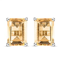 10.2 Ct. Prasiolite Solaitre Stud Earrings in Platinum Plated Sterling Silver