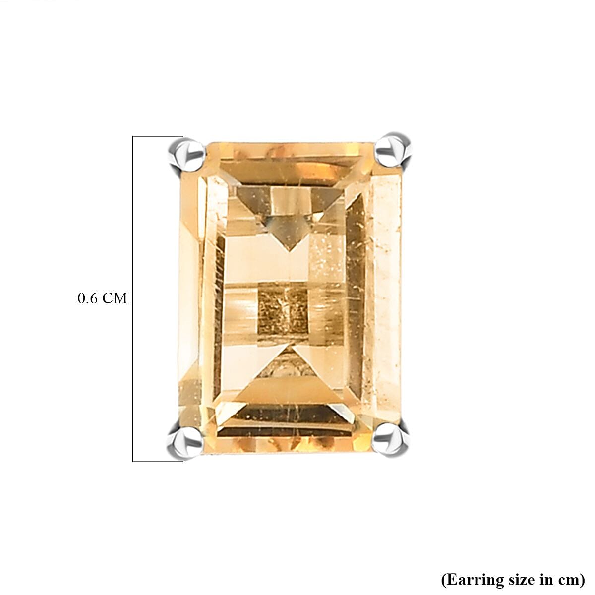 Citrine Stud Earrings with Push Back in Platinum Overlay Sterling Silver 1.95 Ct.