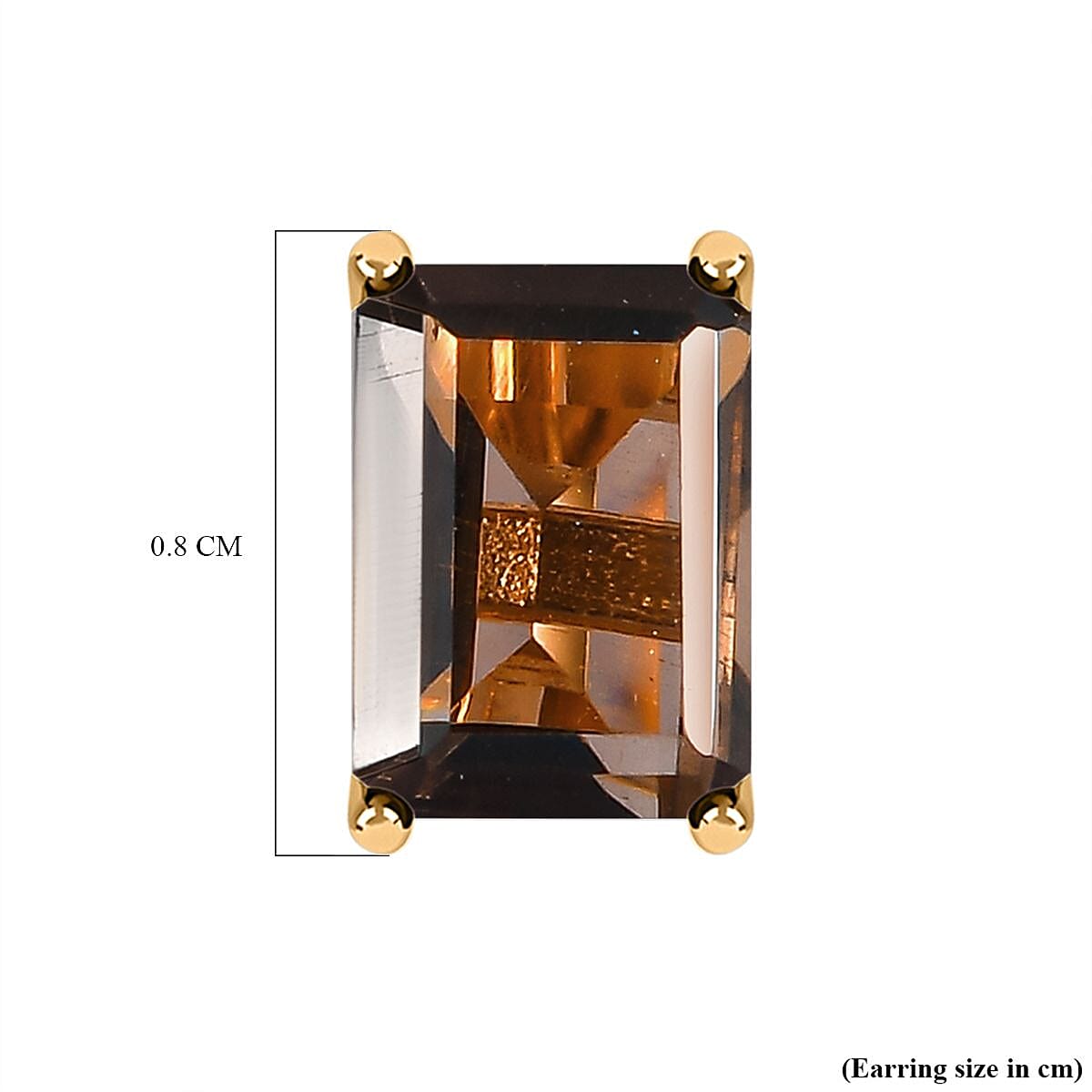 Smoky Quartz Stud Earrings With Push Back in 18K Vermeil Yellow Gold Plated Sterling Silver 1.83 Ct