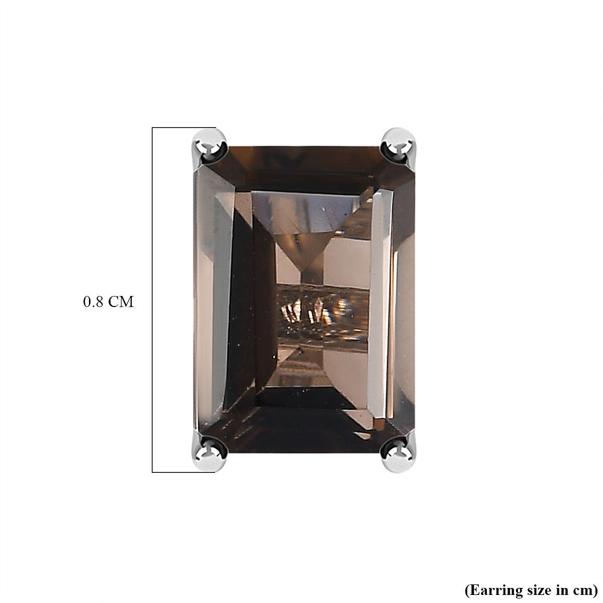 Smoky Quartz Stud Earrings with Push Back in Platinum Overlay Sterling Silver 1.84 Ct.