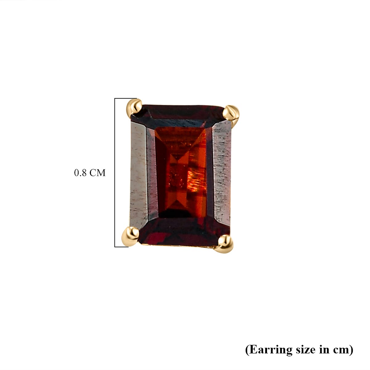 Red Garnet Stud Solitaire Earrings in 18K Vermeil Yellow Gold Plated Sterling Silver 2.40 Ct.