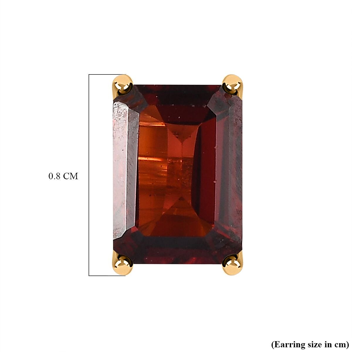 Red Garnet Stud Solitaire Earrings in 18K Vermeil Yellow Gold Plated Sterling Silver 2.40 Ct.