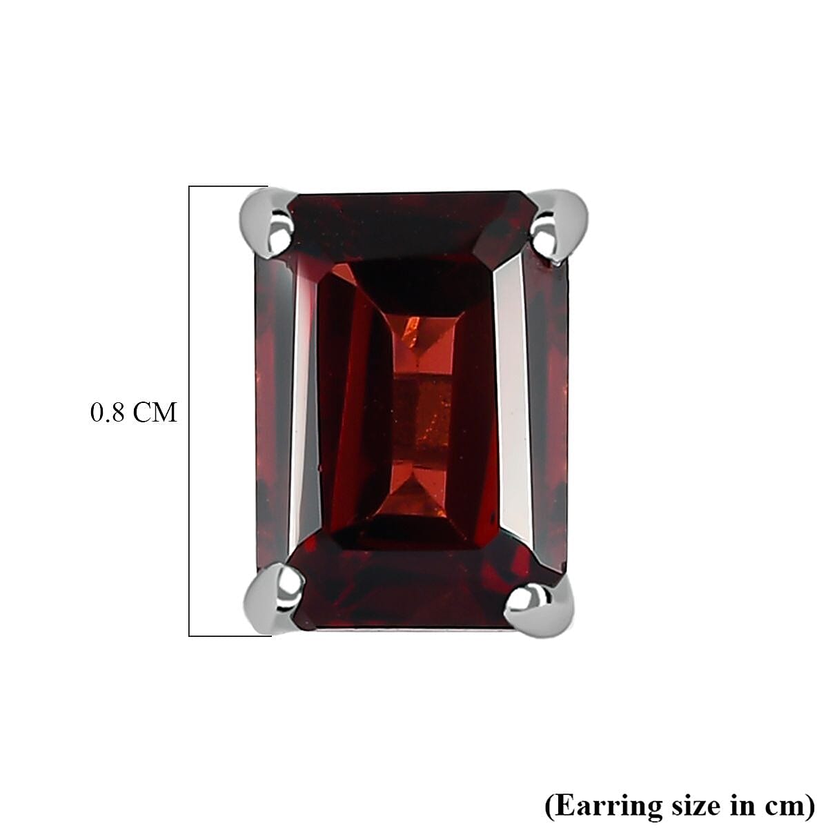 Red Garnet Solitaire Stud Earrings in Platinum Overlay Sterling Silver 2.40 Ct.