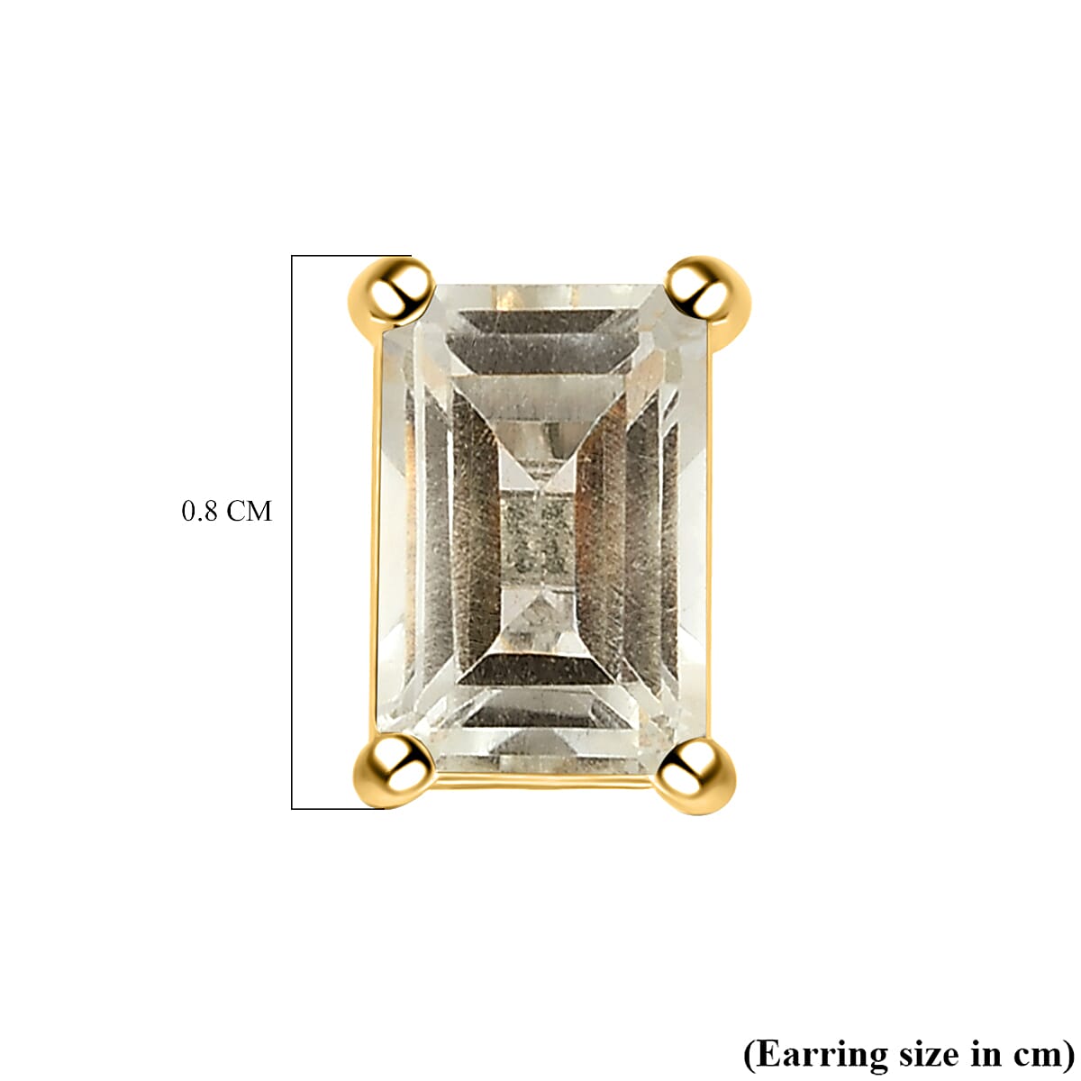Prasiolite Stud Earrings with Push Back in 18K Vermeil Yellow Gold Plated Sterling Silver 1.95 Ct.