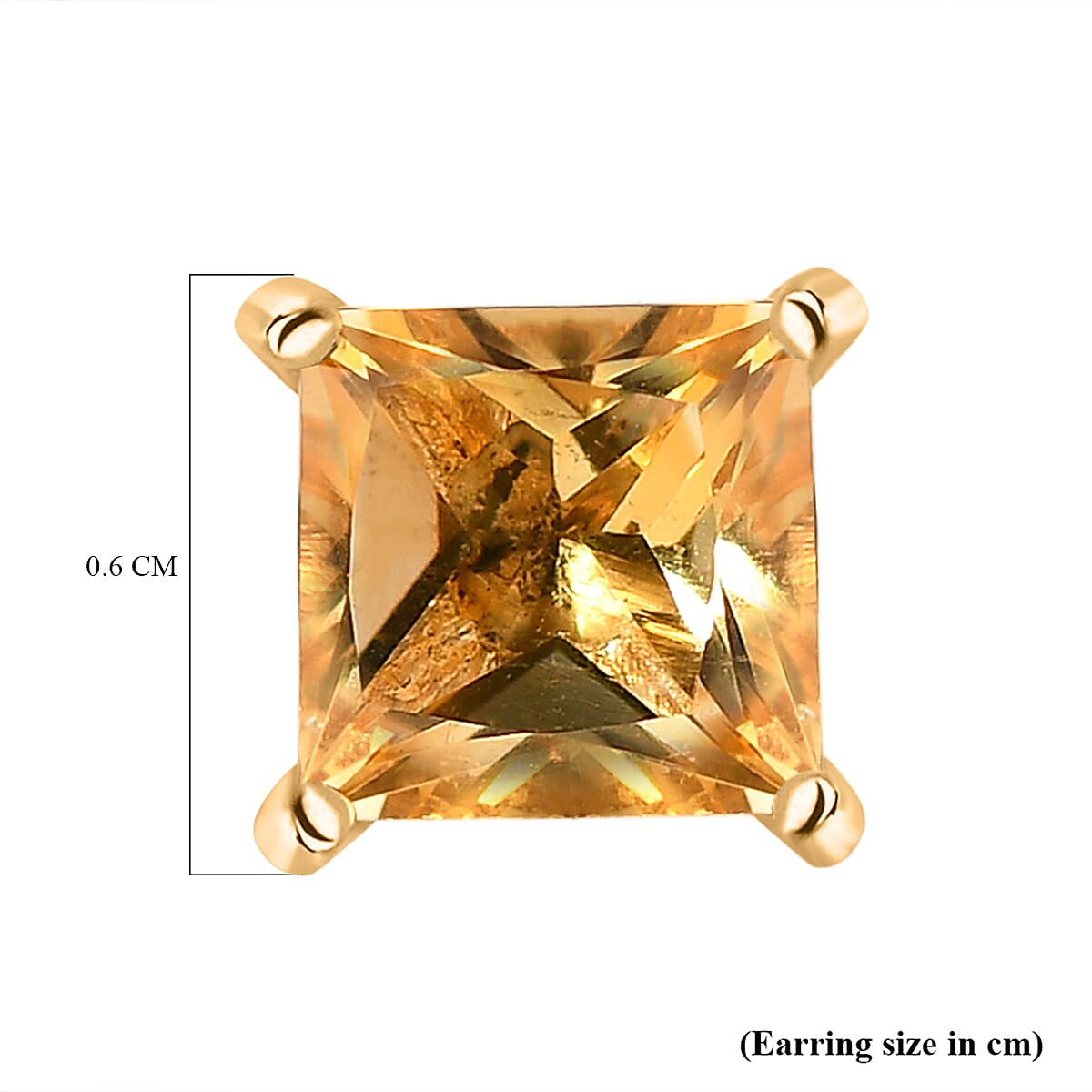 Citrine Stud Push Post Earrings in 18K Vermeil Yellow Gold Plated Sterling Silver 2.24 Ct.