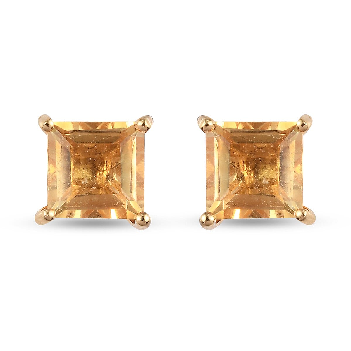 Citrine Stud Earrings in 18K Yellow Gold Vermeil Plated Sterling Silver 2.24 Ct.