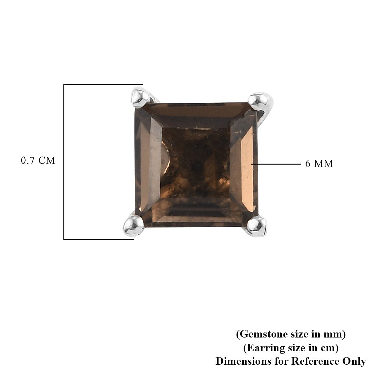 Smoky Quartz Earrings (with Push Back) in Platinum Overlay Sterling Silver 1.57 Ct.