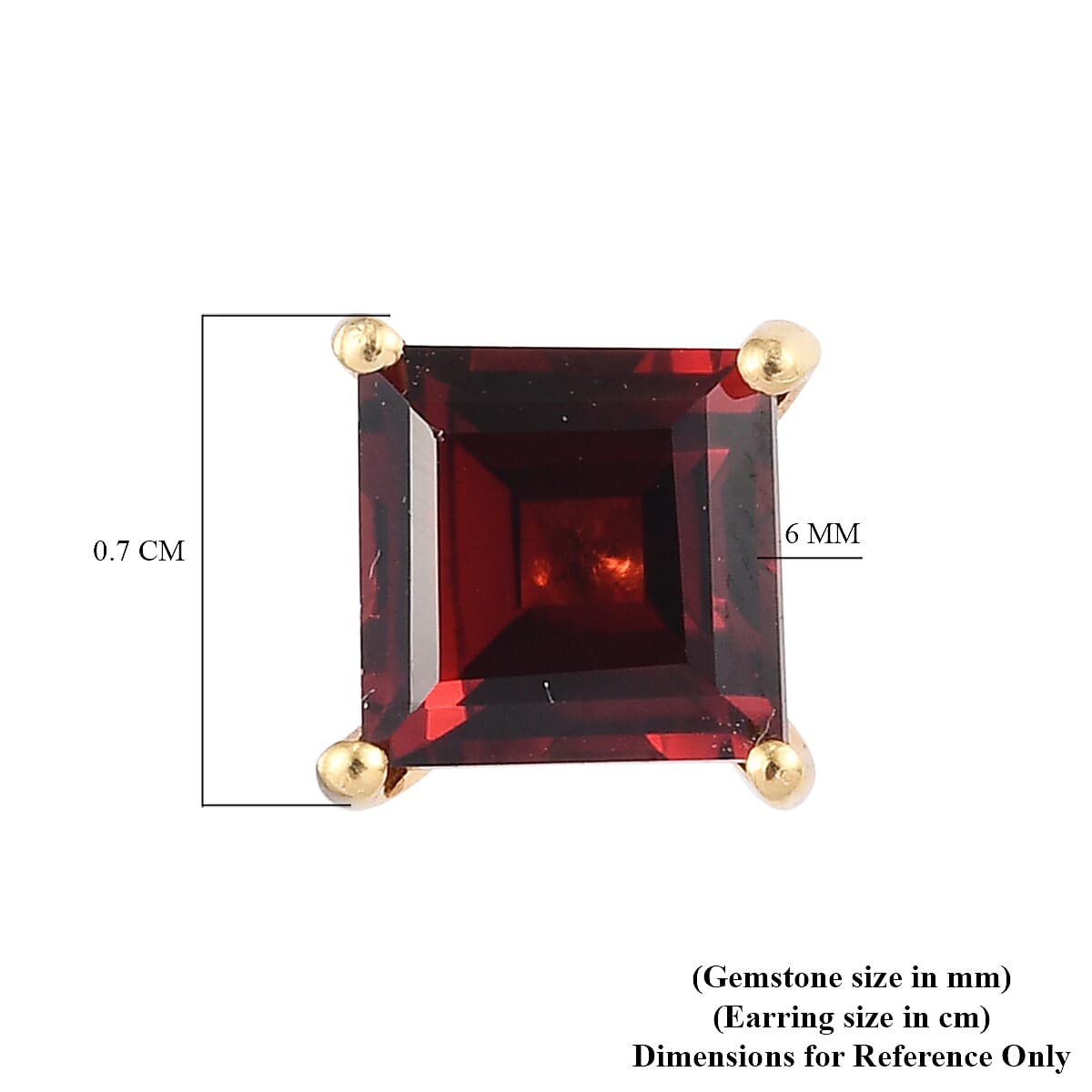 Mozambique Garnet Stud Push Post Earrings in 18K Vermeil Yellow Gold Plated Sterling Silver 2.69 Ct.