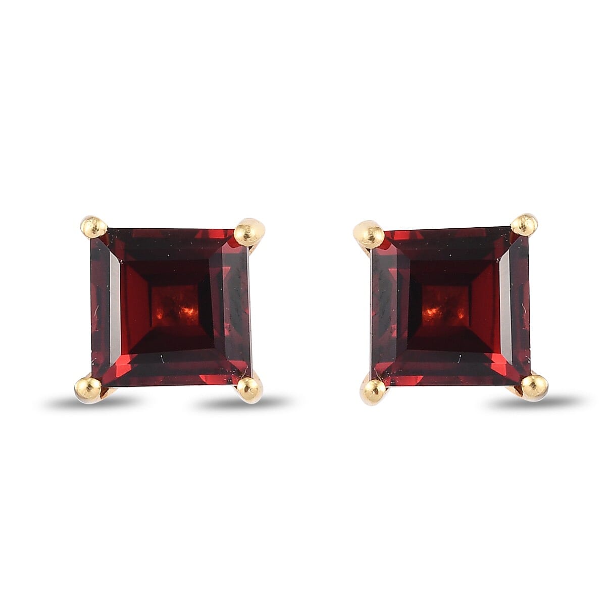 Mozambique Garnet Stud Earrings in 18K Yellow Gold Vermeil Plated Sterling Silver 2.69 Ct.