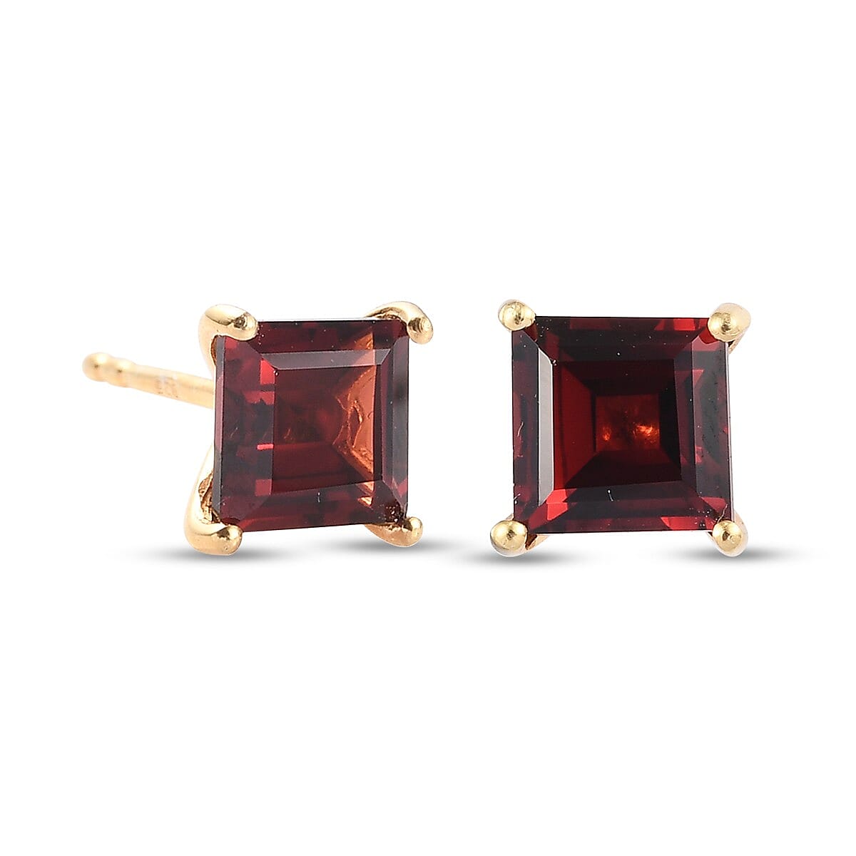 Mozambique Garnet Stud Earrings in 18K Yellow Gold Vermeil Plated Sterling Silver 2.69 Ct.