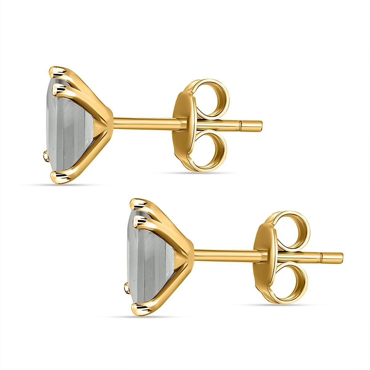 Prasiolite Stud Push Post Earrings in 18K Vermeil Yellow Gold Plated Sterling Silver 2.13 Ct.