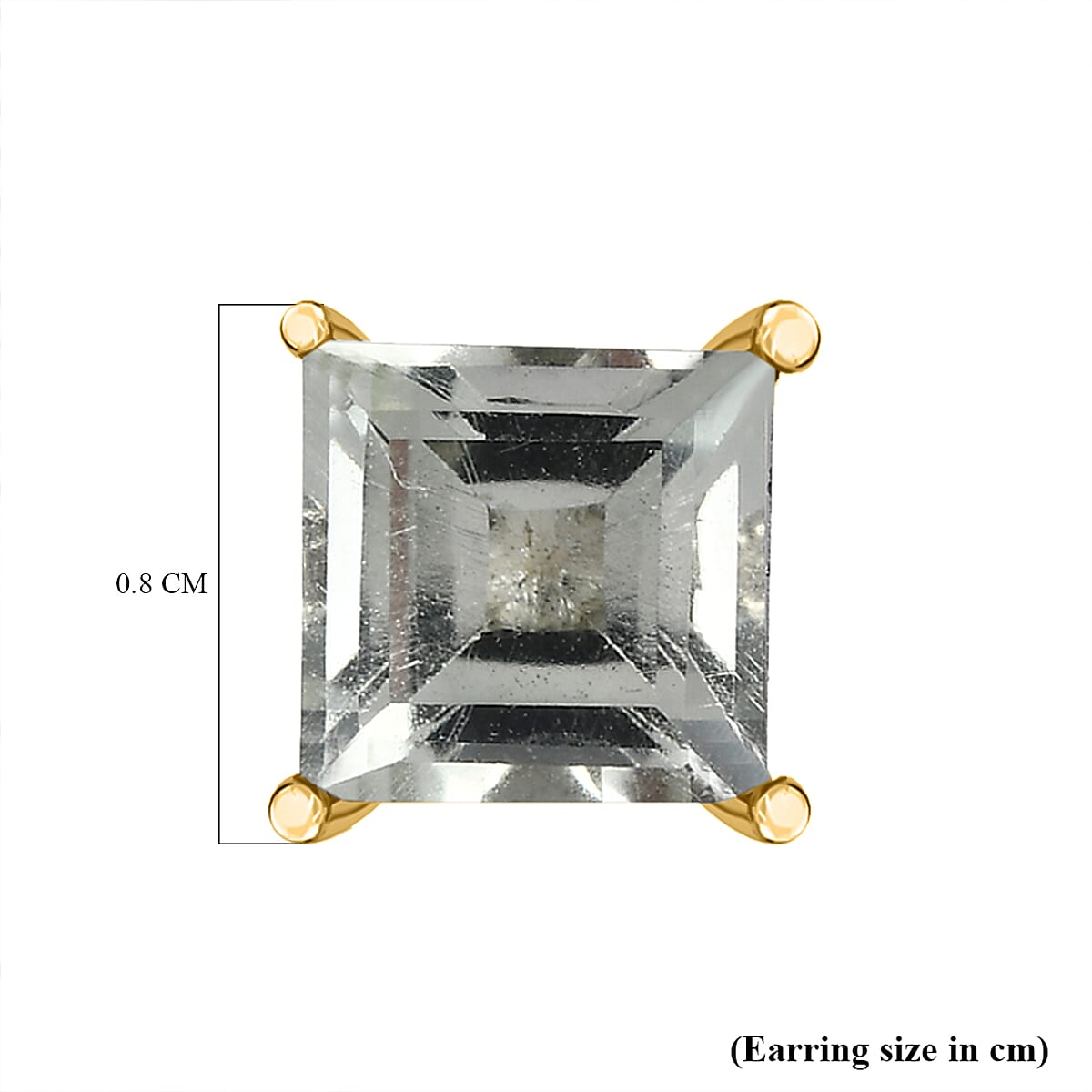 Prasiolite Stud Push Post Earrings in 18K Vermeil Yellow Gold Plated Sterling Silver 2.13 Ct.