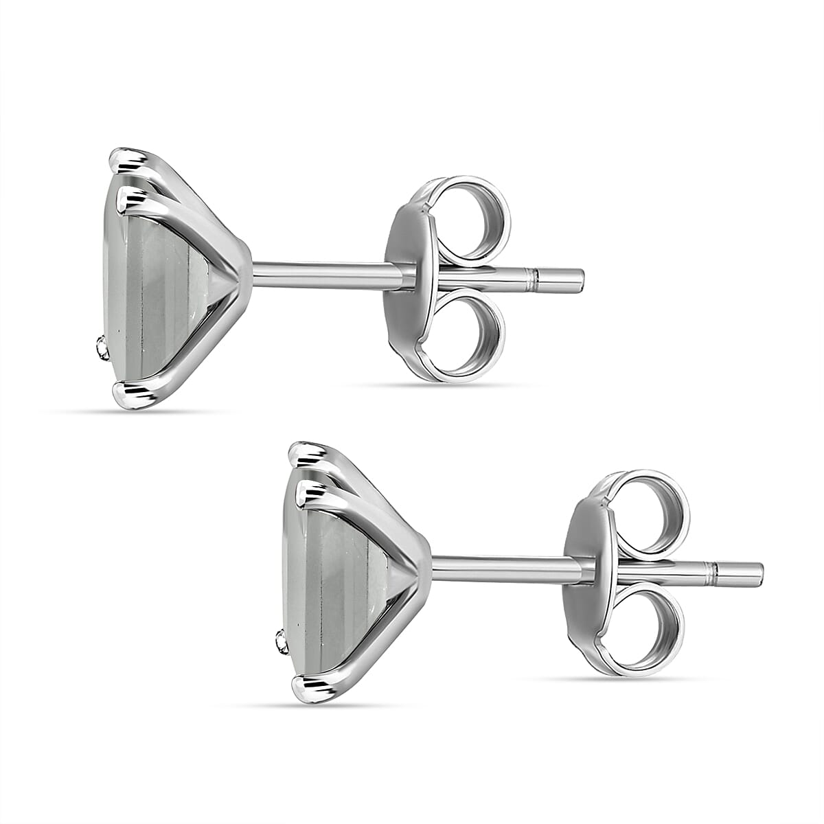 Prasiolite Stud Push Post Earrings in Platinum Overlay Sterling Silver 2.13 Ct