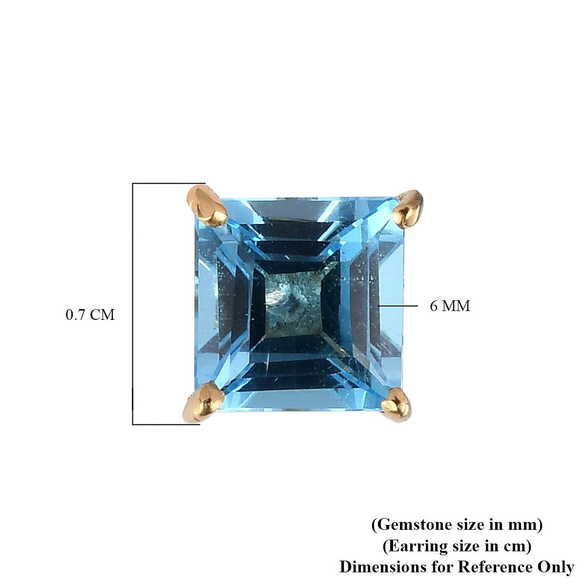 Blue Topaz Stud Earrings (with Push Back) in 14K Gold Overlay Sterling Silver 2.380 Ct.