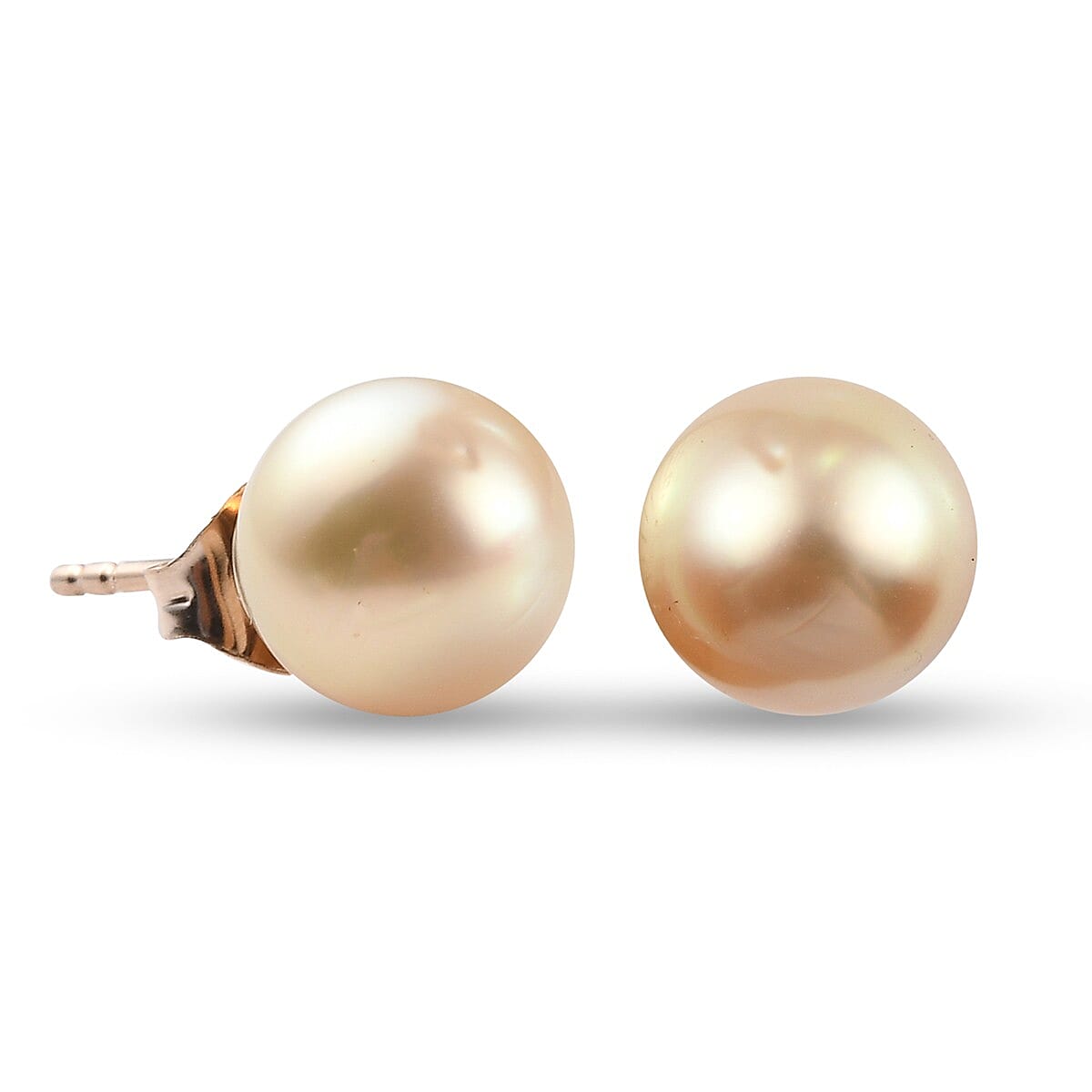 9K Yellow Gold Golden South Sea Pearl Ball Stud Earrings