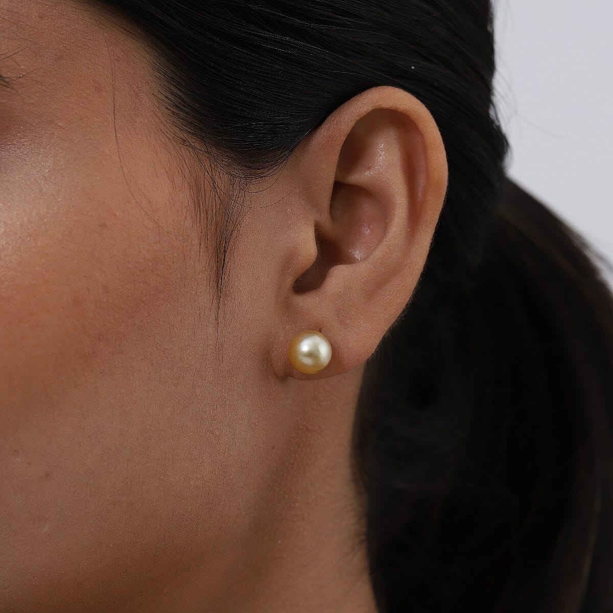 9K Yellow Gold Golden South Sea Pearl Ball Stud Earrings