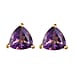 Tanzanite Trillion Solitaire Stud Earrings in Gold Plated Sterling Silver