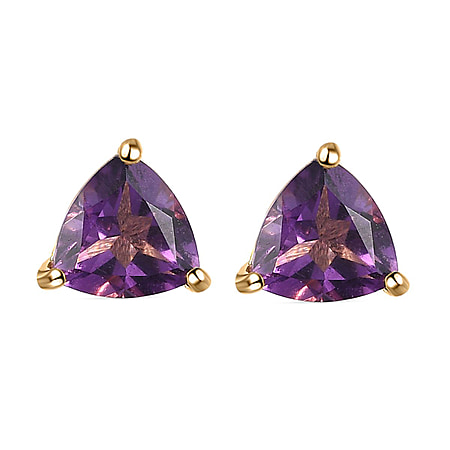 1.2 Ct. African Amethyst Solitaire Stud Earrings in Gold Plated Sterling Silver