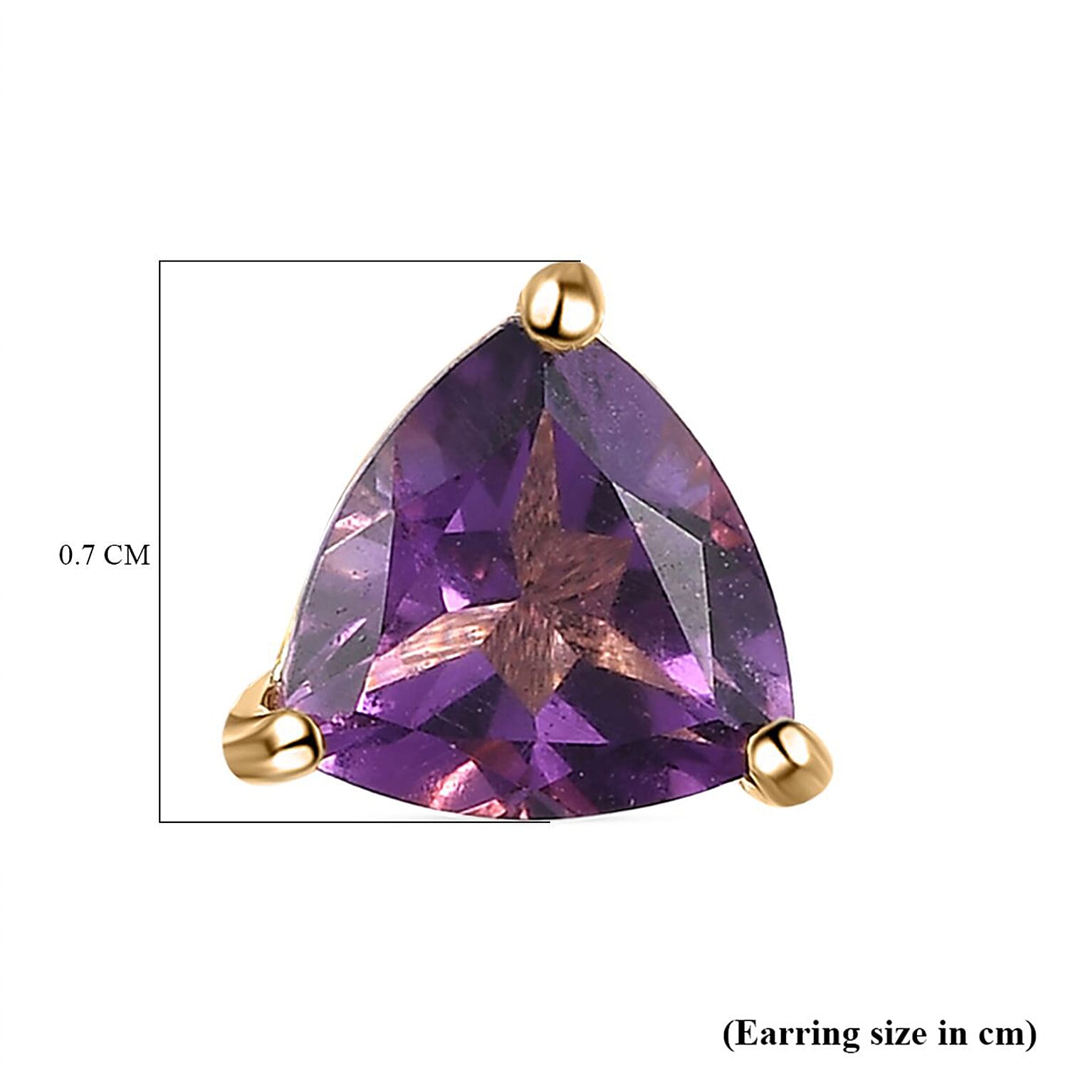 Amethyst Stud Push Back Earrings in 18K Vermeil Yellow Gold Plated Sterling Silver 1.35 Ct.