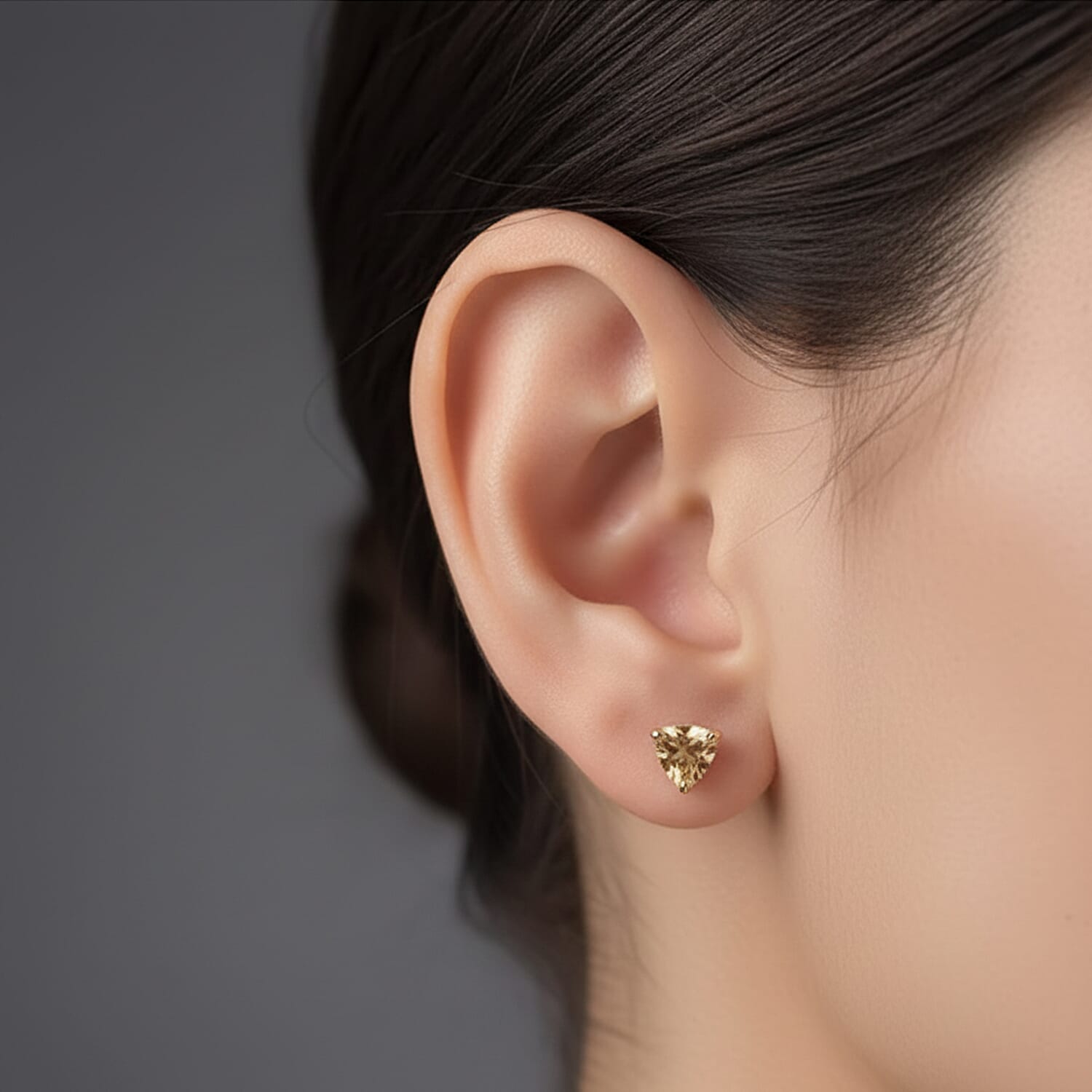 Citrine Stud Push Back Earrings in 18K Vermeil Yellow Gold Plated Sterling Silver 1.39 Ct.