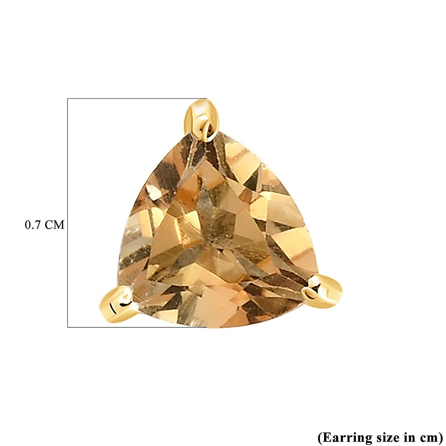 Citrine Stud Push Back Earrings in 18K Vermeil Yellow Gold Plated Sterling Silver 1.39 Ct.