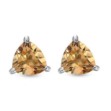 1.15  Ct. Citrine Solitaire Stud Earrings in Platinum Plated Sterling Silver