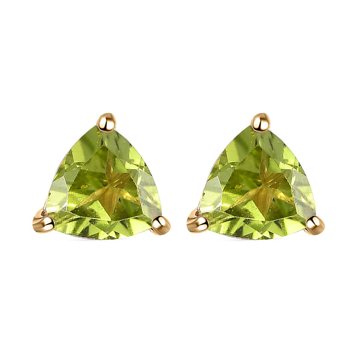 1.50 Ct Peridot Solitaire Stud Earrings in 14K Gold Plated Sterling Silver