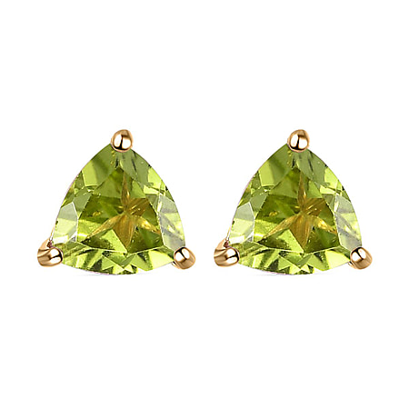 1.50 Ct Peridot Solitaire Stud Earrings in 14K Gold Plated Sterling Silver