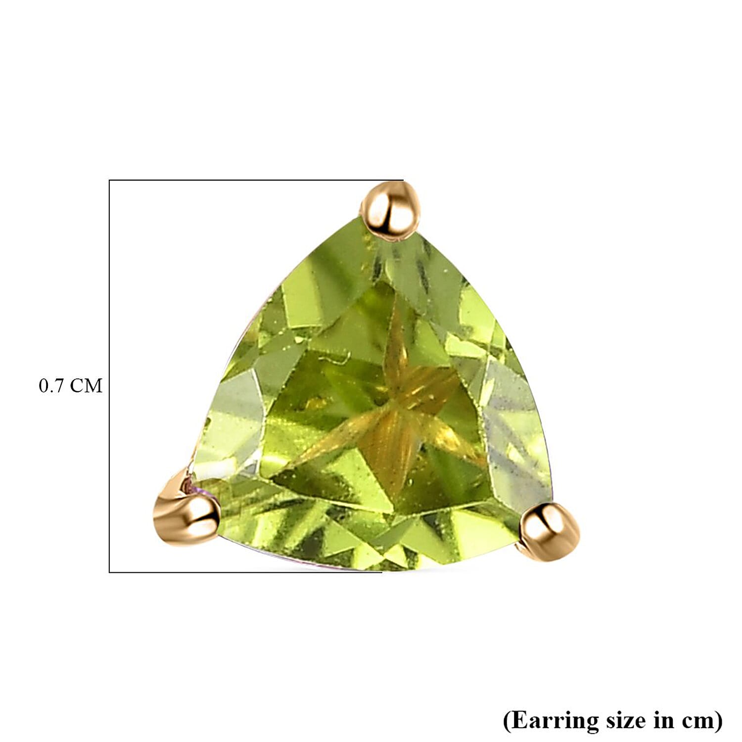 Hebei Peridot Stud Earrings with Push Back in 18K Vermeil Yellow Gold Plated Sterling Silver 1.50 Ct.