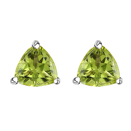 1.50 Ct Peridot Solitaire Stud Earrings in Platinum Plated Sterling Silver