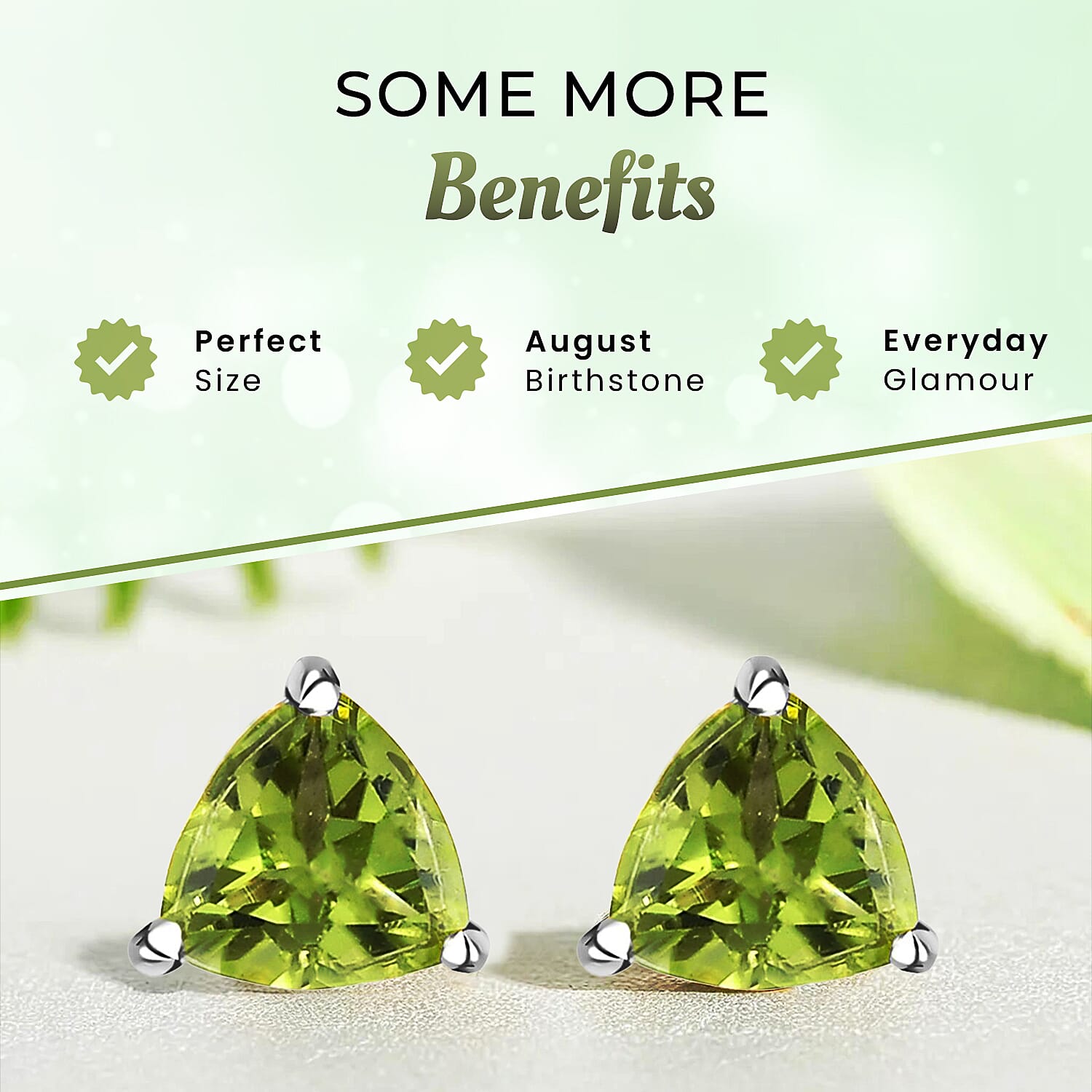 Hebei Peridot Stud Push Back Earrings in Platinum Overlay Sterling Silver 1.64 Ct.